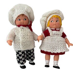 Campbell Kids Chef & Baker Dolls hats Hand-Crocheted Outfits vintage